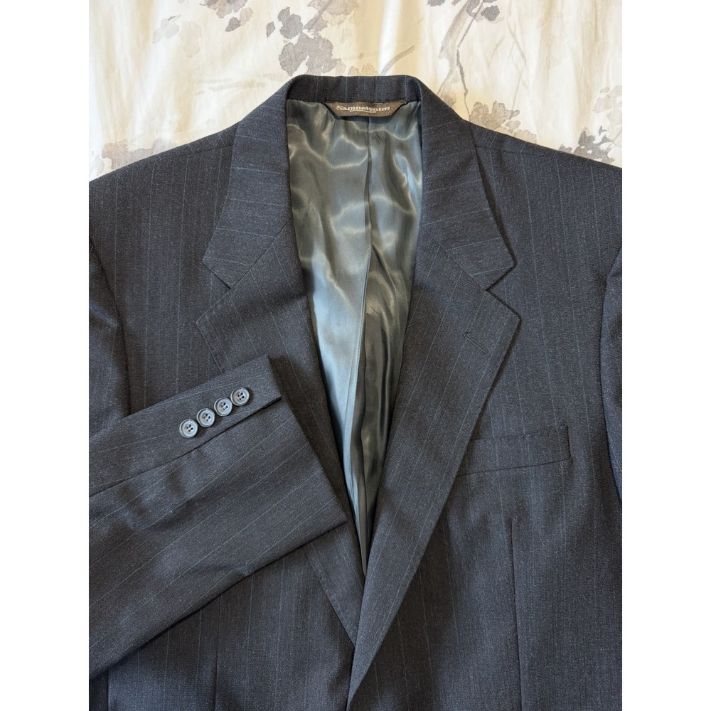 Samuelsohn Harry Rosen 100% Wool Suit Jacket Sport Coat Blazer Pinstripe EUC